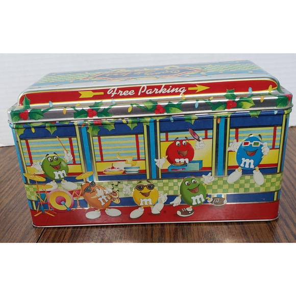 M&M Christmas Village Brand Diner Number 4 1996 Vintage Metal Tin - Picture 1 of 10